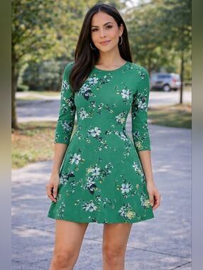 Lauren Ralph Lauren Floral Dress Green Women's Size s Casual Midi Dress